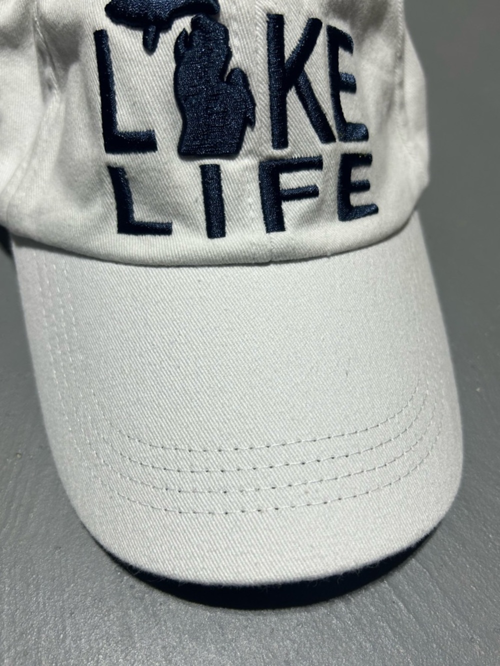 DK Caps - Lake Life - Traverse City Michigan Adjustable White Hat - Picture 3 of 10